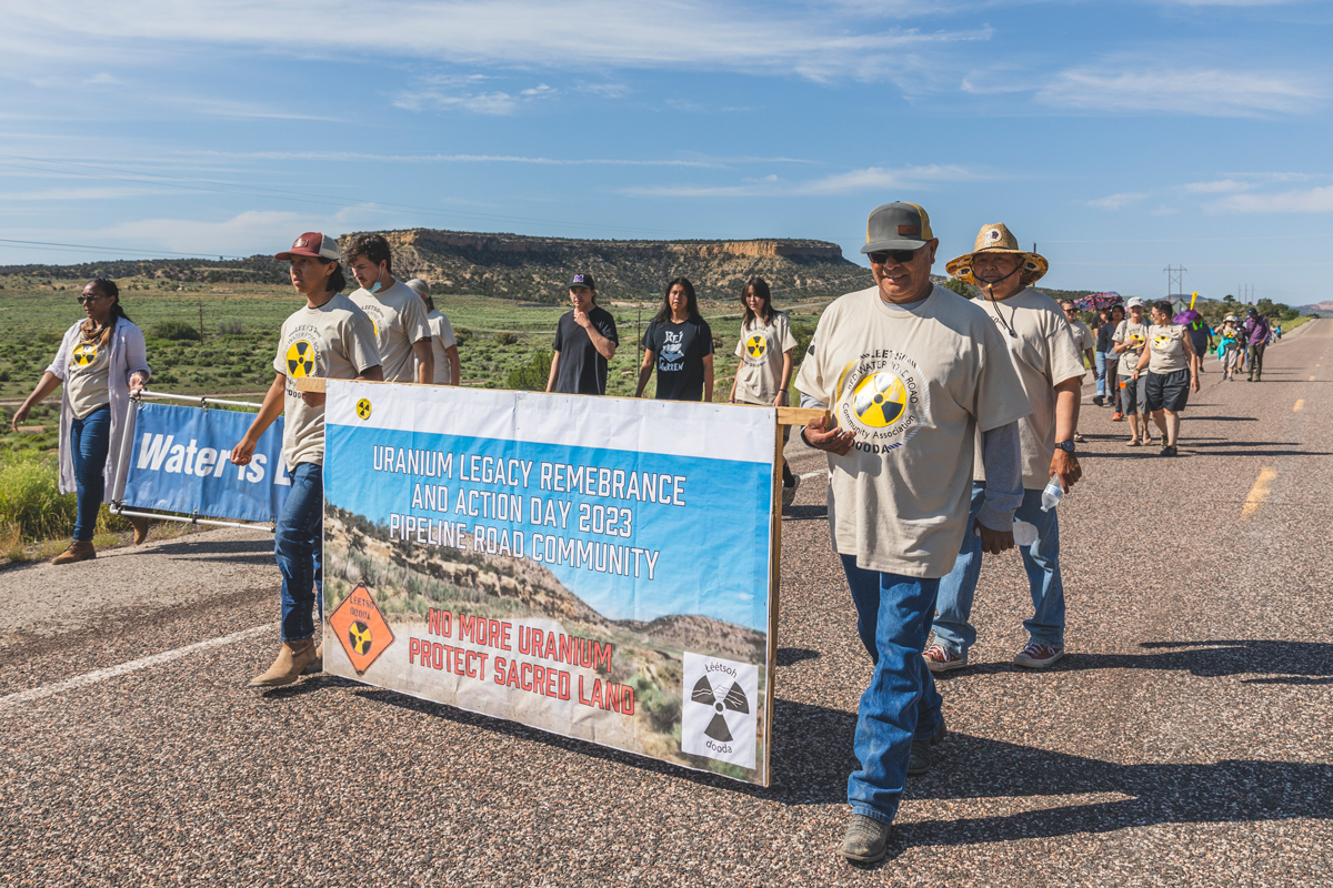 Church Rock, New Mexico, community members march to advocate for uranium cleanup and protections.