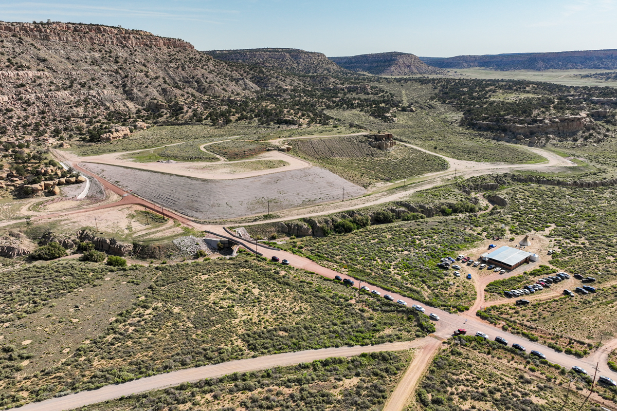 The site of a former uranium mining operation, photographed using a drone by Shayla Blatchford for the Anti-Uranium Mapping Project.