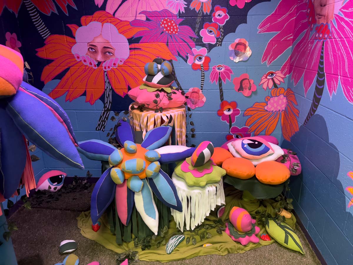 Caroline Liu paintings and soft sculptures