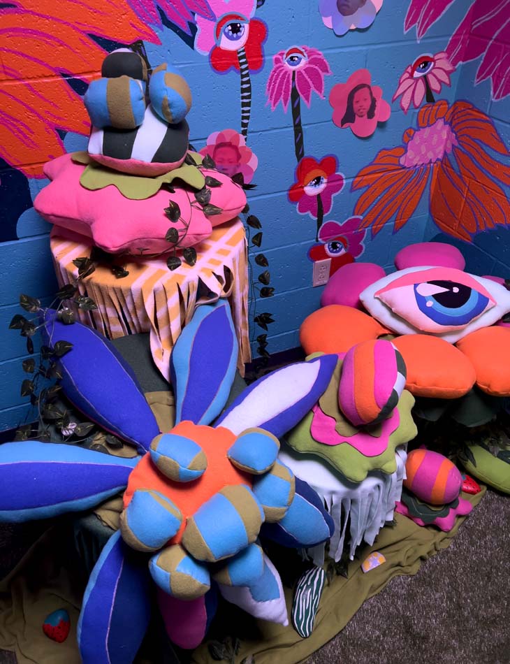 Caroline Liu's Chinese Garden, a multimedia installation of illustrated and soft-sculpted flowers