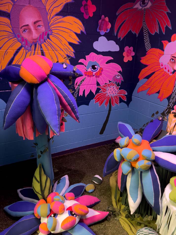 Caroline Liu's Chinese Garden, a multimedia installation of illustrated and soft-sculpted flowers