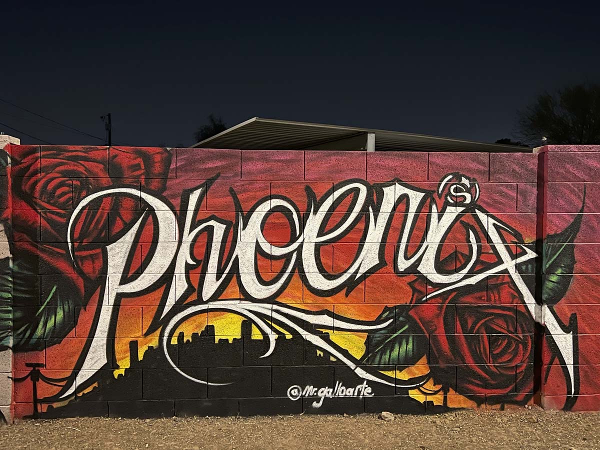 Phoenix Mural by Jesus Gallo in Oak Street Alley