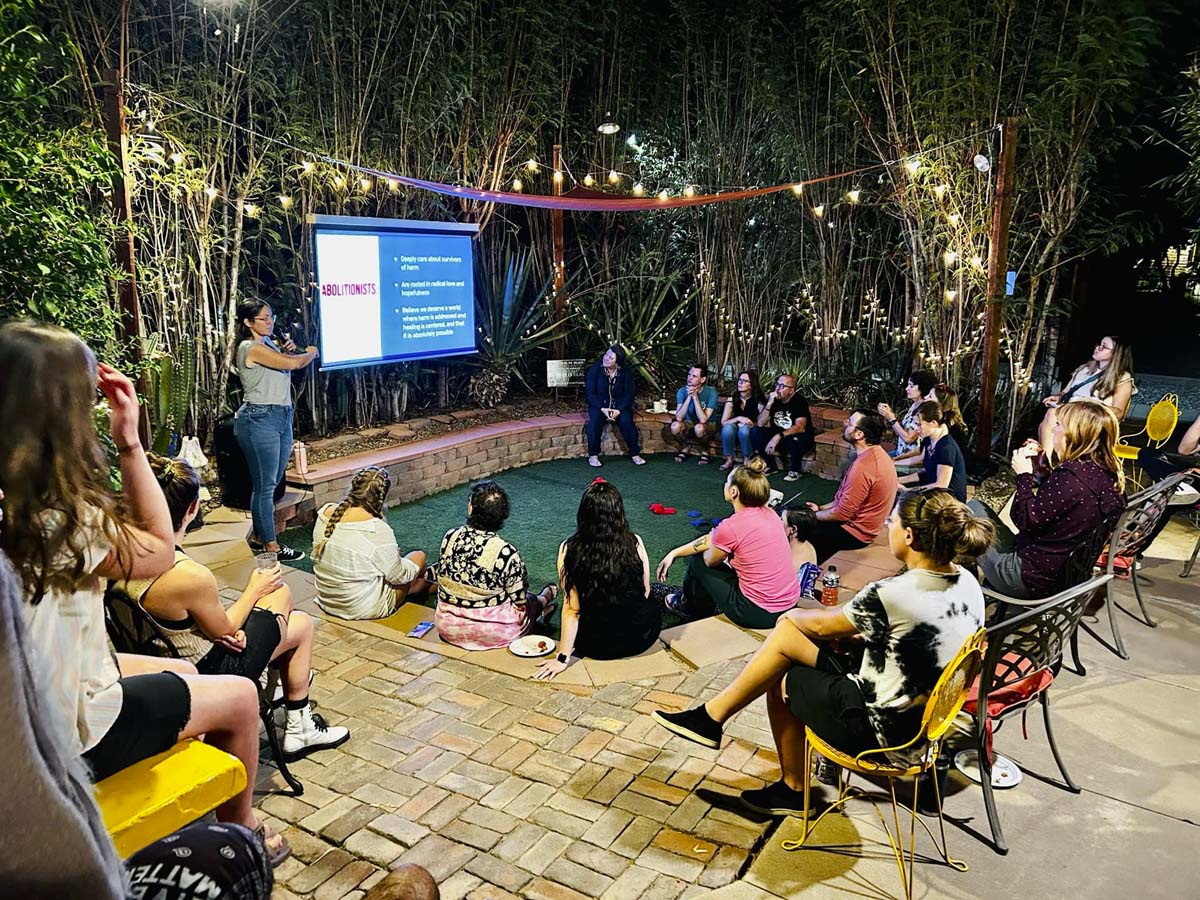 Performance area at the Phoenix Hostel and Cultural Center. 