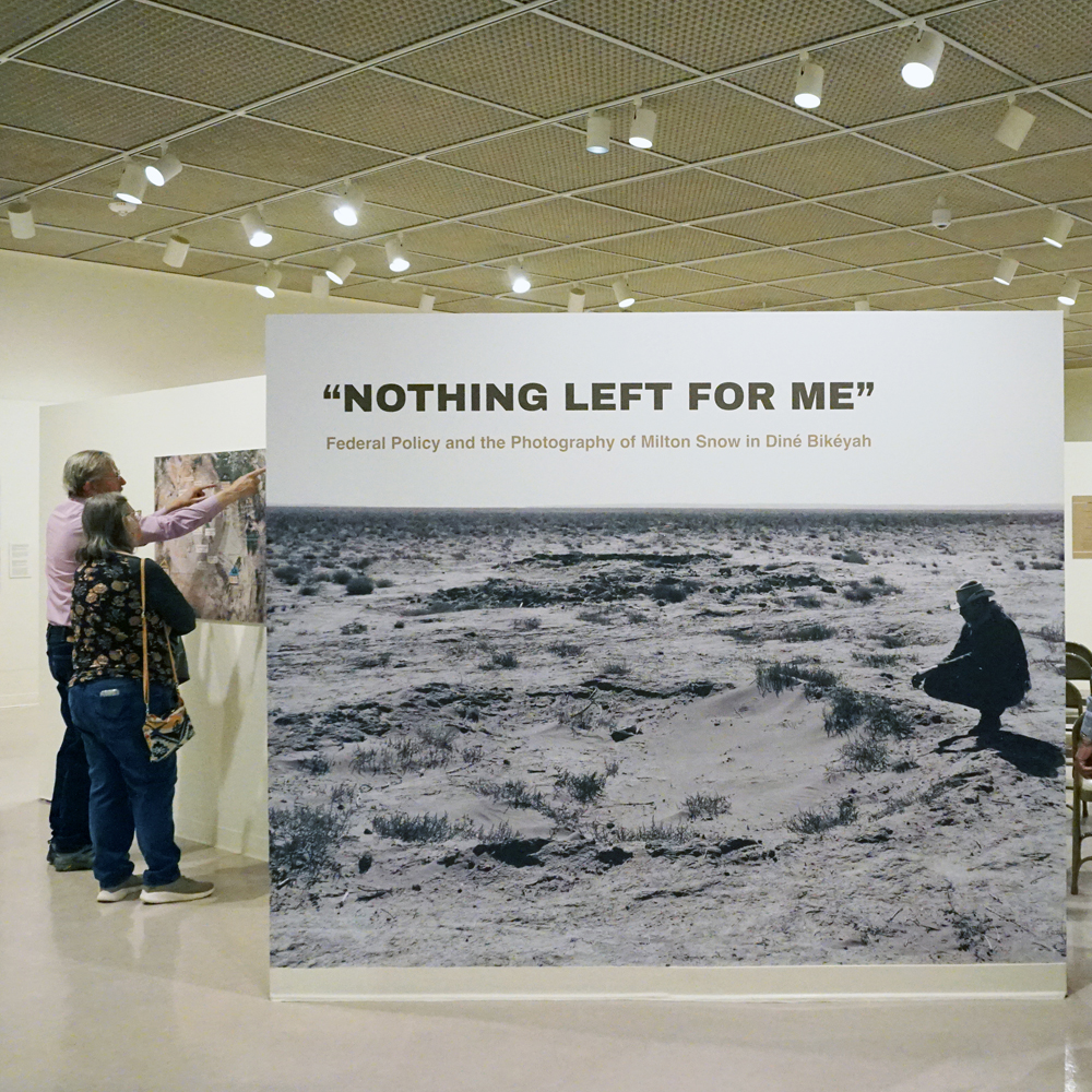 Installation view of a photography exhibition at an anthropology museum.