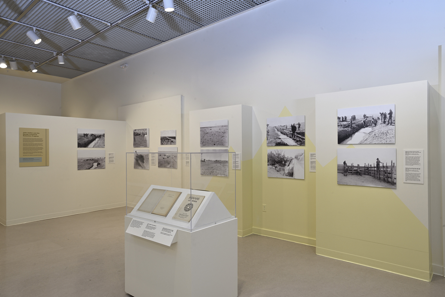 Installation view of a photography exhibition at an anthropology museum.