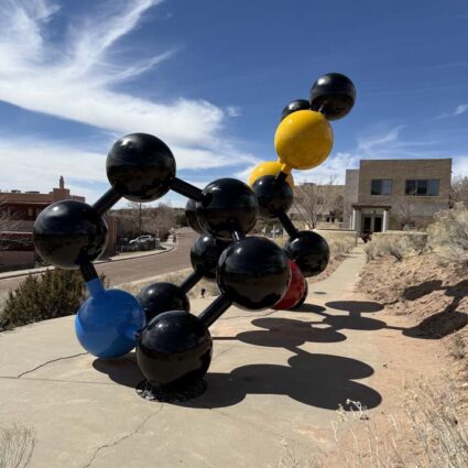 Giant sculpture of a molecule.