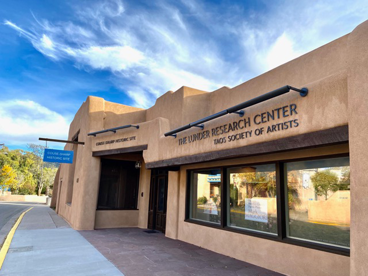 Facade of the Couse-Sharp Historic Site research center.