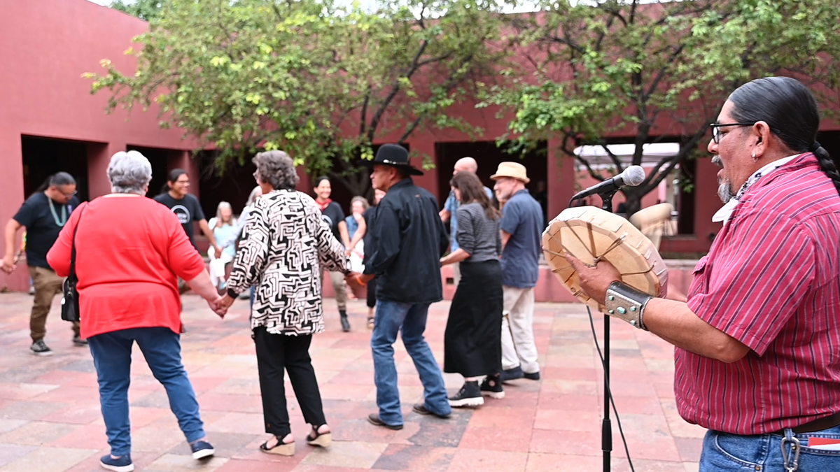 Drummer and dance circle at Santa Fe Art Institute.