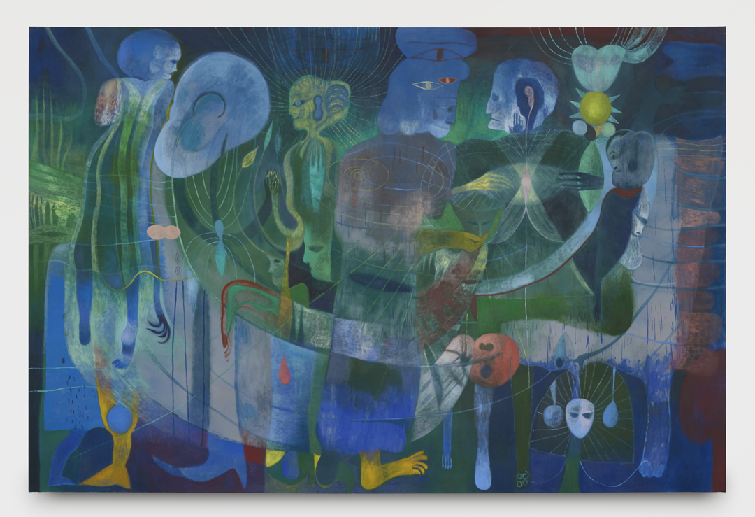 Semi-figurative painting in a blue and green palette by Maja Ruznic. The Placitas-based artist will participate in the SITE Santa Fe International, Once Within a Time.