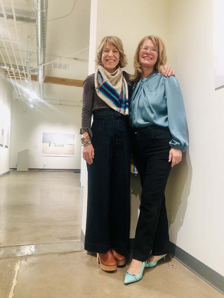 Former co-director Maggie Blanchard and executive director Laura Wzorek Pressley in the new Center Santa Fe Space.
