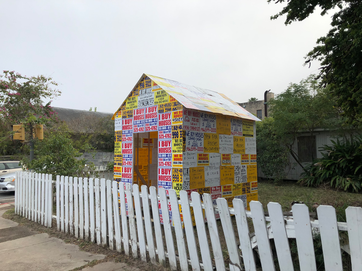 Josue Ramirez's The Myth of Affordable Housing installation is a street-level art project on the front lines of the Texas Housing Crisis.