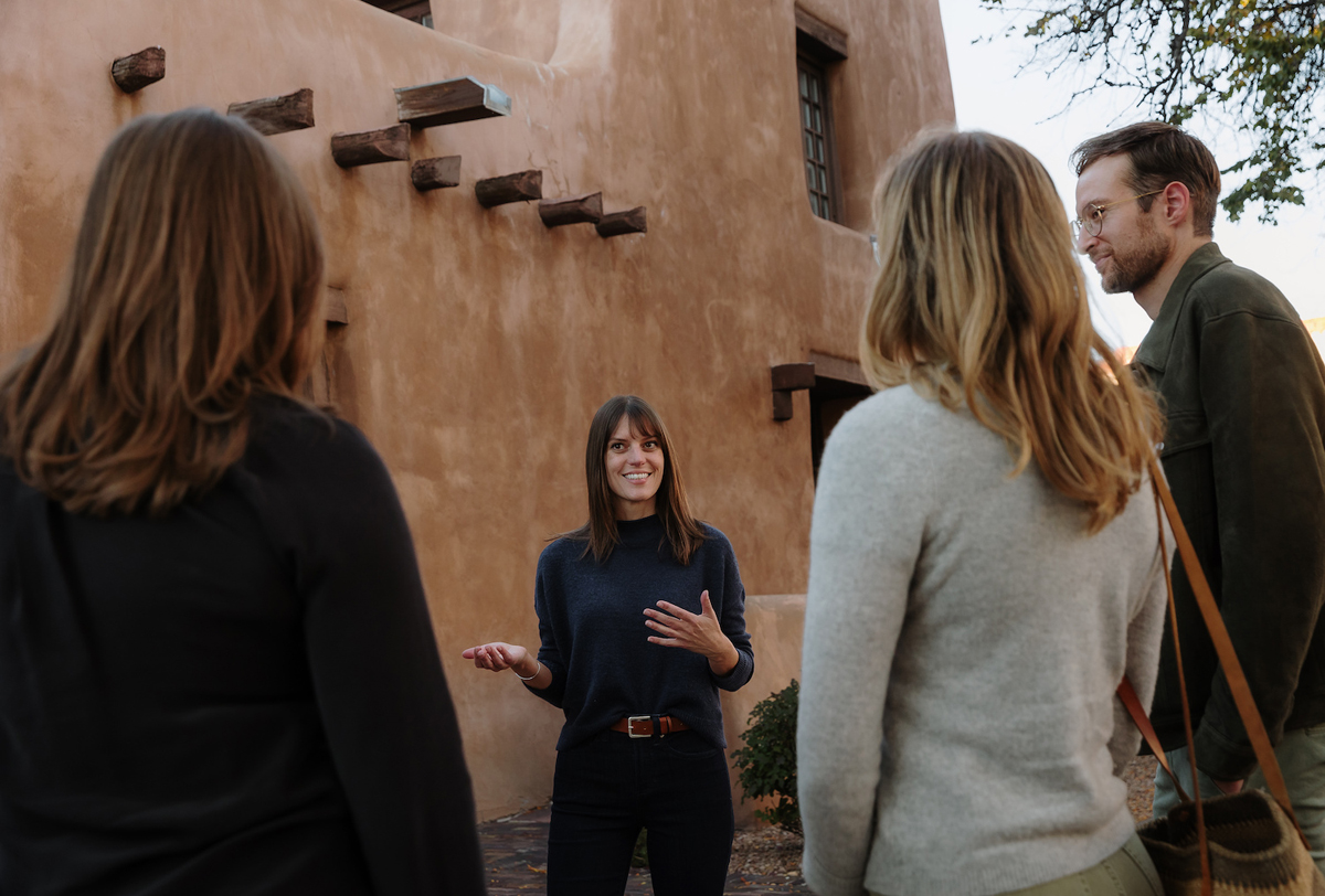 Elaine Ritchel, founder of Santa Fe Art Tours, on a Plaza Walking Tour.