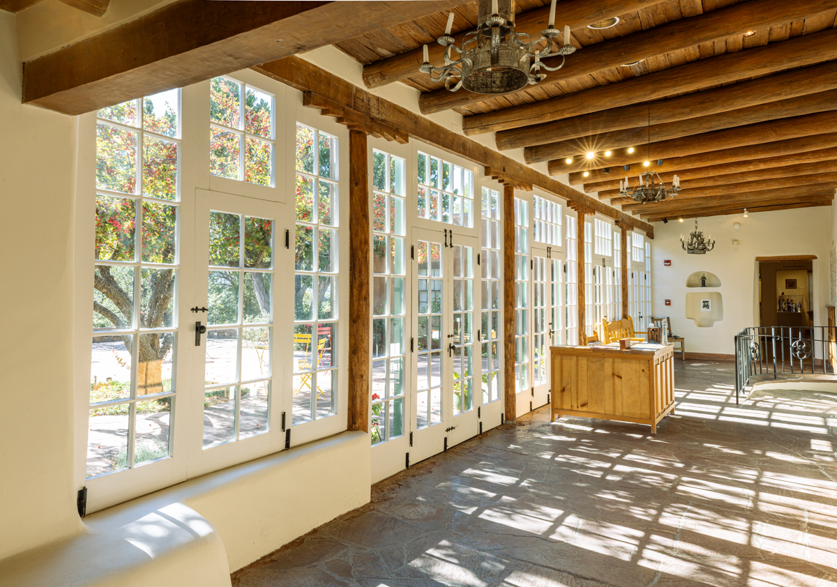 Interior of the Nuevo Mexicano Heritage Arts Museum, headquarters of the Spanish Colonial Arts Society.