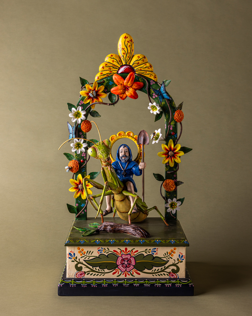 Colorful figurative sculpture by Arthur Lopez, from the collection of the Spanish Colonial Arts Society.