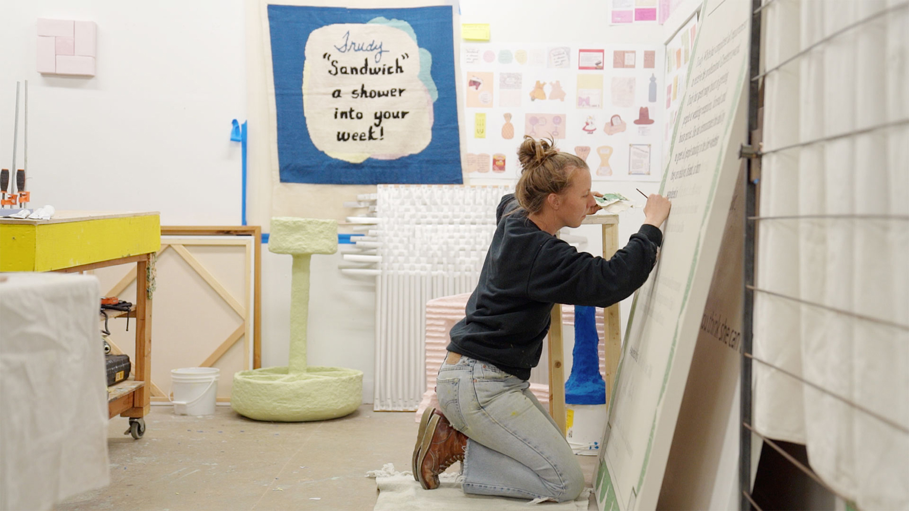 An artist works in her studio at the UMOCA artist residency, just one of the Southwest Artist Residencies with Summer 2025 submission deadlines.