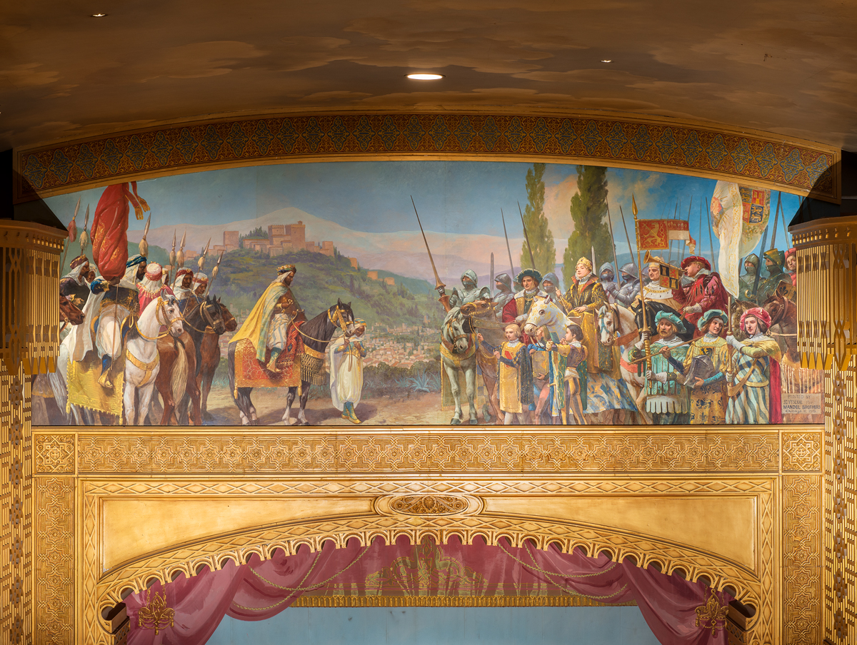 A mural depicting Queen Isabella of Spain. Scottish Rite Masonic Temple in Santa Fe, NM, is a remarkable locale to visit in the American Southwest.