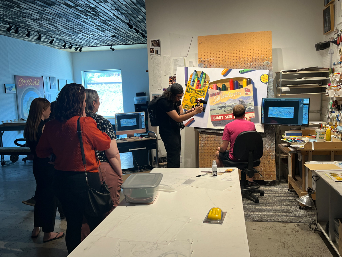Artist Ben Steele paints in his studio. Helper, Utah, may be a highway town, but it's a sanctuary for a sizable artistic community.