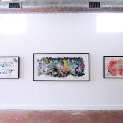 Installation view of Aisha Imdad's paintings