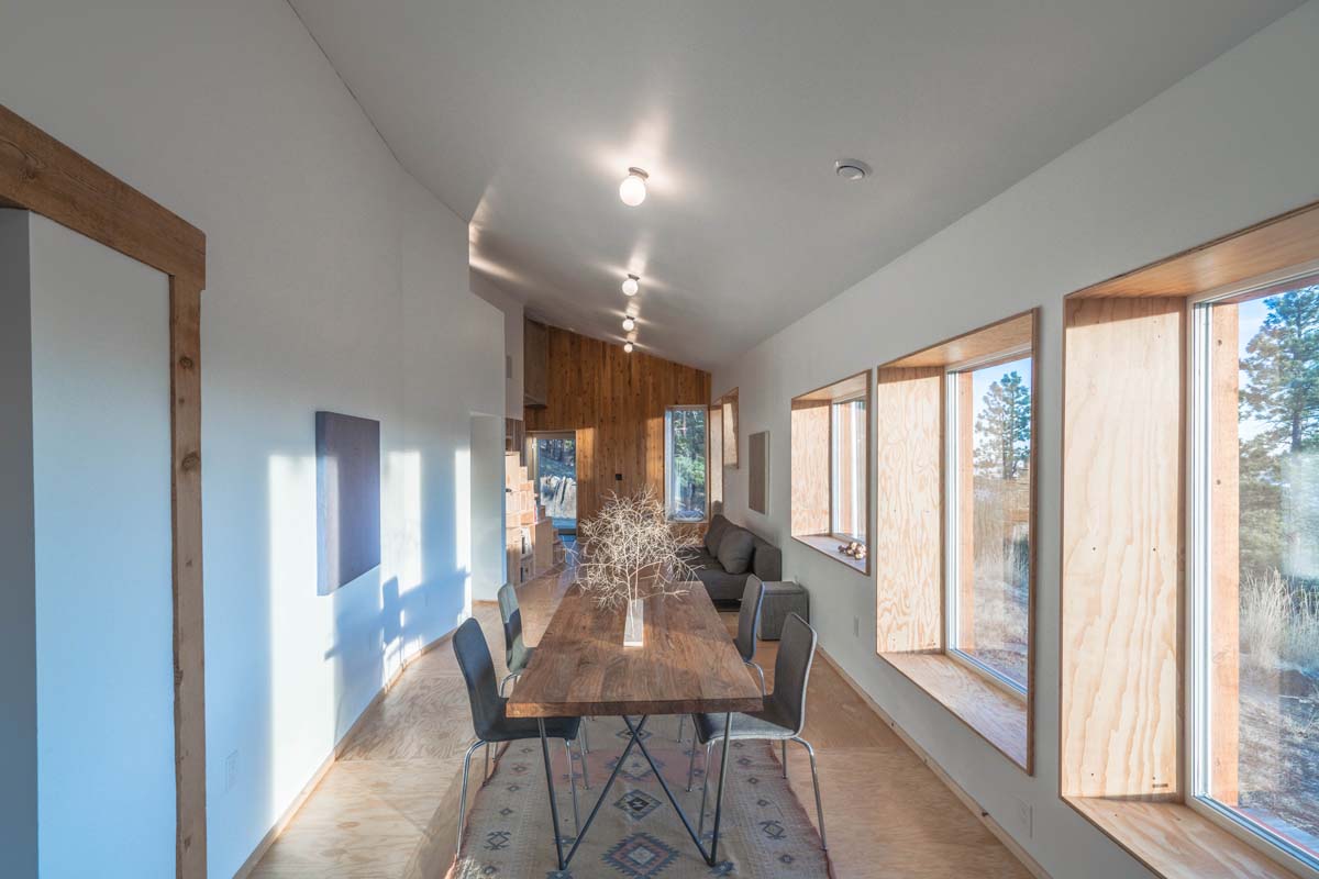 Interior of the dining room of a Passive House in Colorado by Andrew Michler.