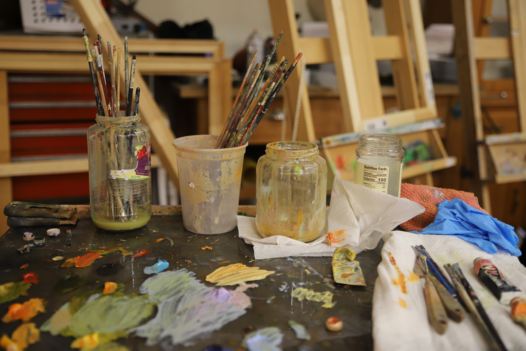 Paintbrushes in the Denver studio of Kaitlyn Tucek.