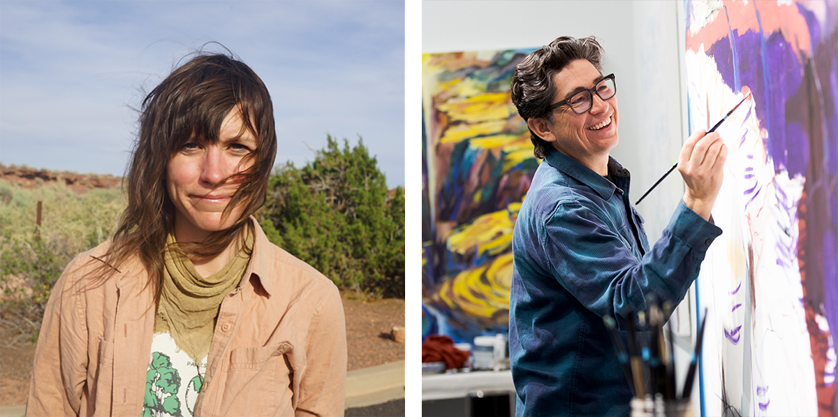 Portraits of artists Erika Lynne Hanson and Steven J. Yazzie.