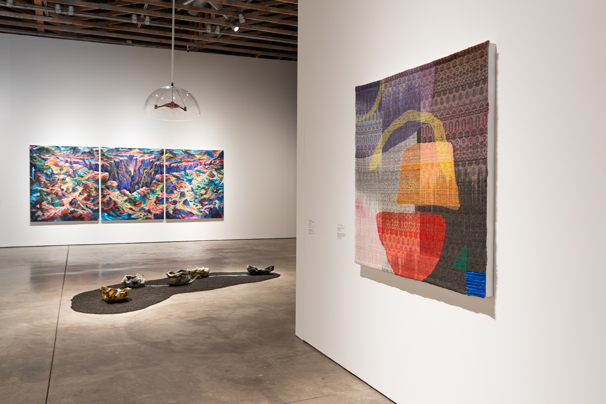 Installation view of Life on Mars, an exhibition by Erika Lynn Hanson and Steven J. Yazzie inspired by a David Bowie song.