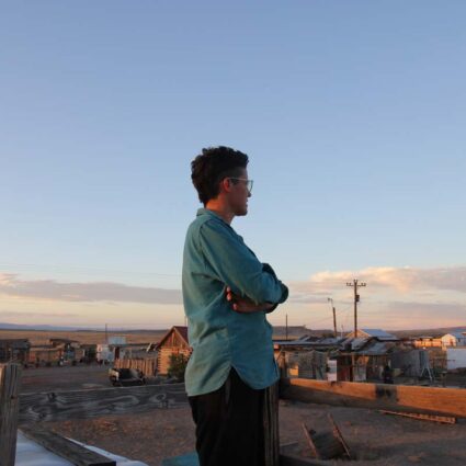 Muza looking out over the ghost town residency.