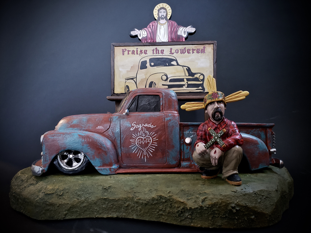 Contemporary bulto carving by Arthur Lopez, who has exhibited at Traditional Spanish Market in Santa Fe.