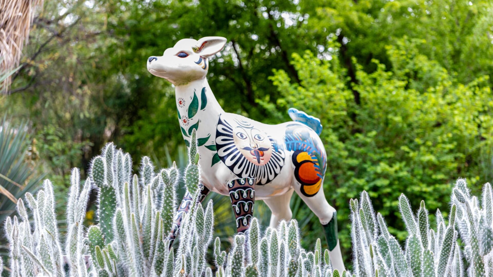Animal sculpture among the cacti at Tucson Botanical Gardens.
