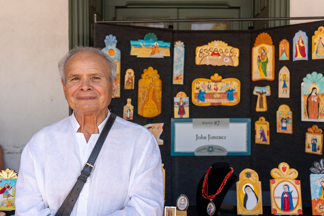 Portrait of master artist John Jimenez, who has exhibited at Santa Fe's Traditional Spanish Market for 50 years.