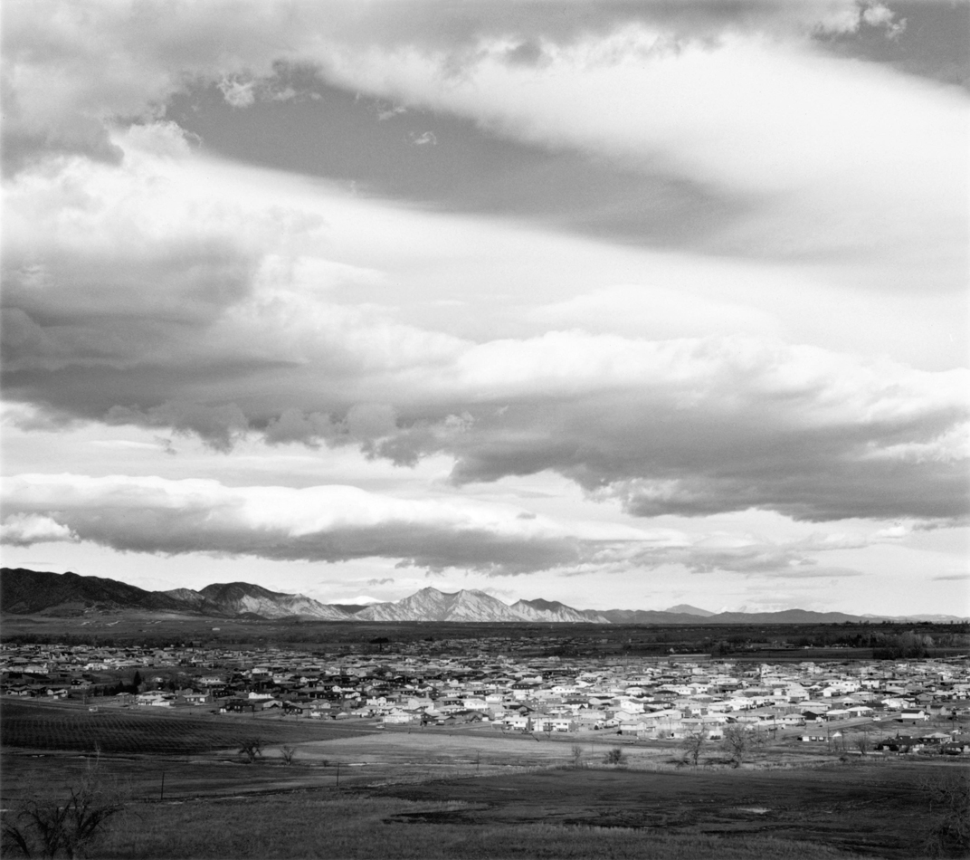 Black and white photo by Robert Adams showing new suburban development in Arvada, Colorado.