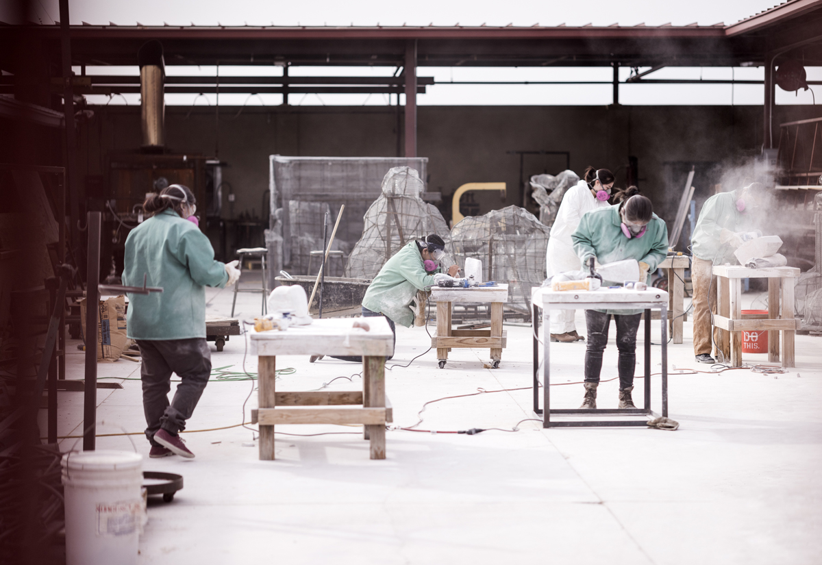 Artists working in IAIA's Artist-in-Residence studios.