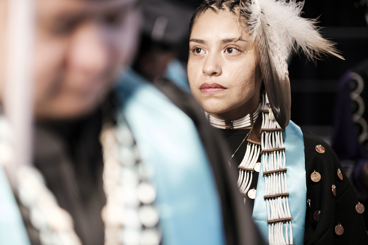 Students at the 2025 graduation ceremony for the Institute of American Indian Arts in Santa Fe