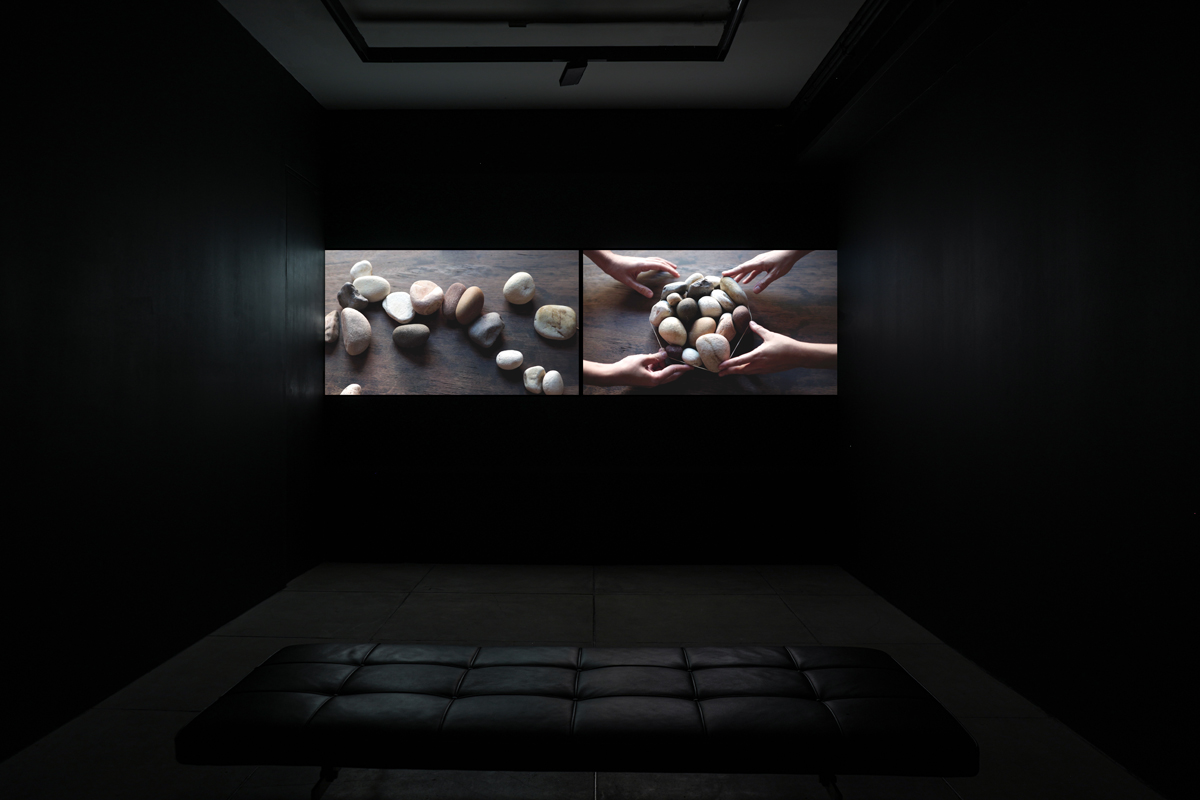 Installation view of a two-channel video artwork in Mexico City.