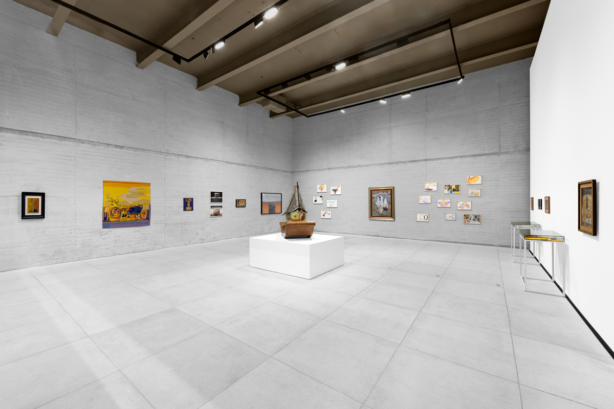 Installation view of Playing with Closed Eyes, an exhibition of Surrealist artwork curated by Gabriela Rangel.