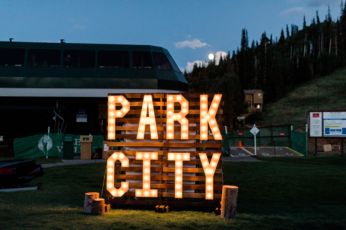 Lit-up sign that reads "Park City."