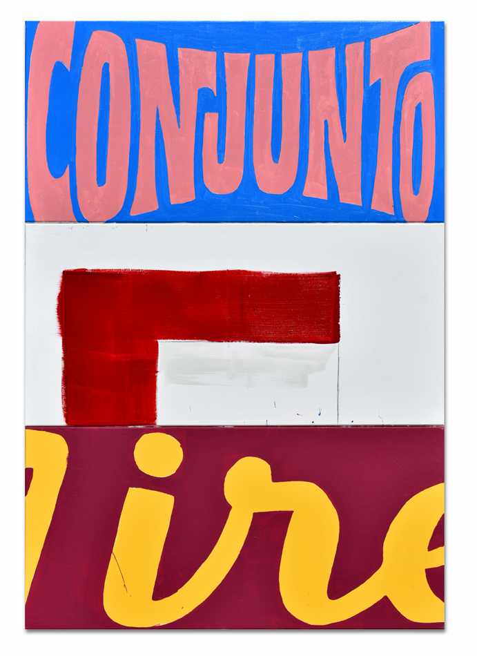 Painting by Cande Aguilar that reads Conjunto.