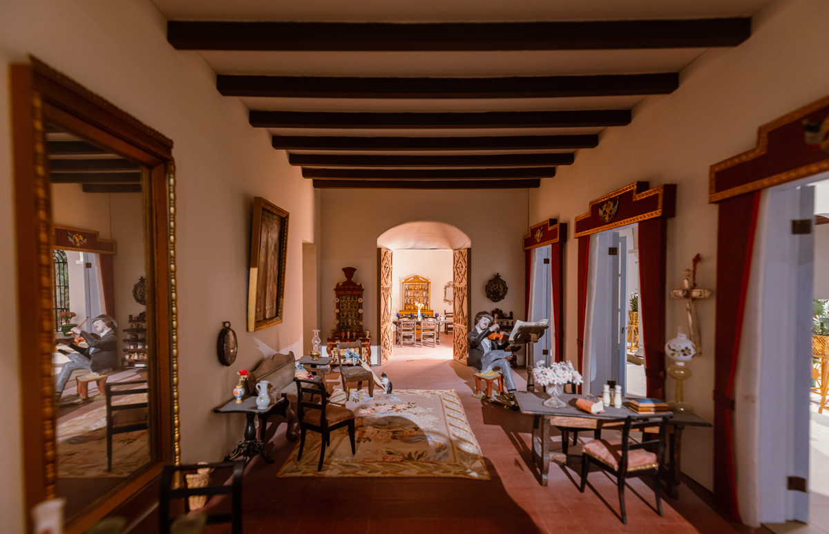View inside a miniature house in the Alexander and Susan Girard Collection at Museum of International Folk Art.