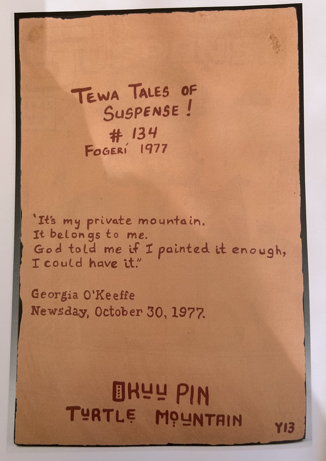 The back of Jason Garcia's TEWA TALES OF SUSPENSE #134, featuring a Georgia O'Keeffe quote.