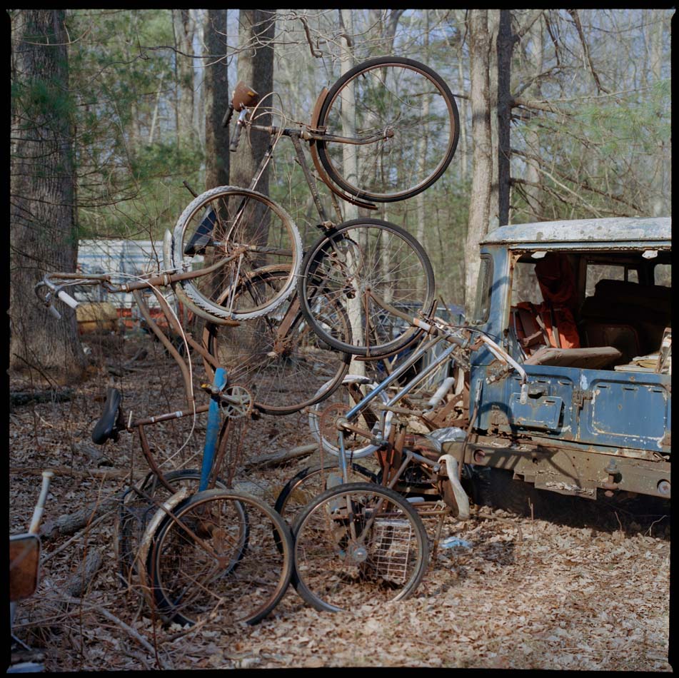 Sculpture made of old bicycles.