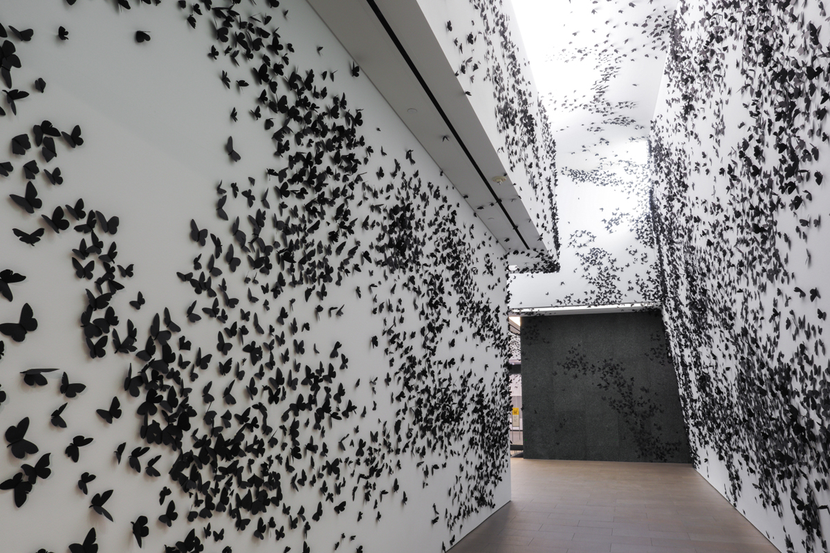 Thousands of paper butterflies and moths comprise Black Cloud at Phoenix Art Museum, an essential road trip stop for an Arizona art journey.