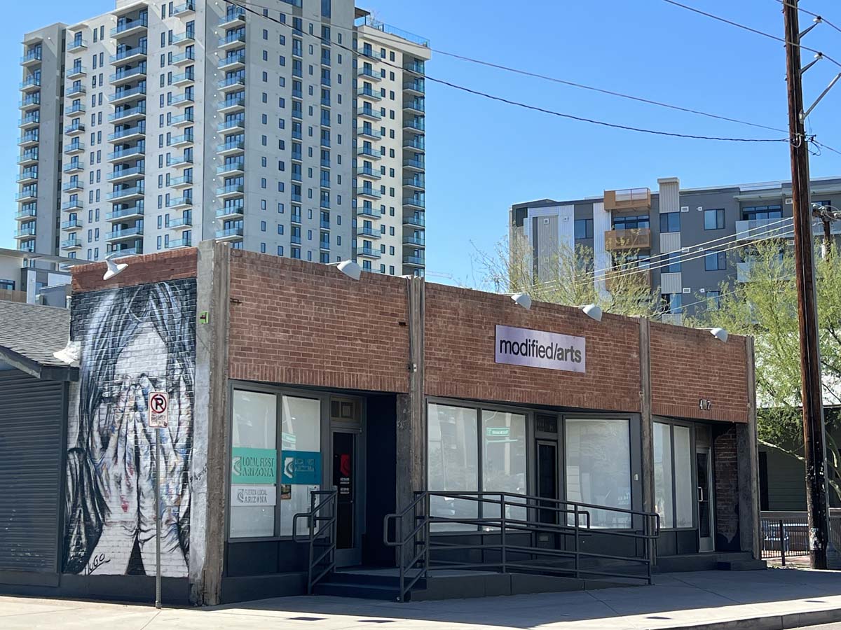 Mural by Hugo Medina on the outside of Modified Arts, Roosevelt Row, Phoenix.