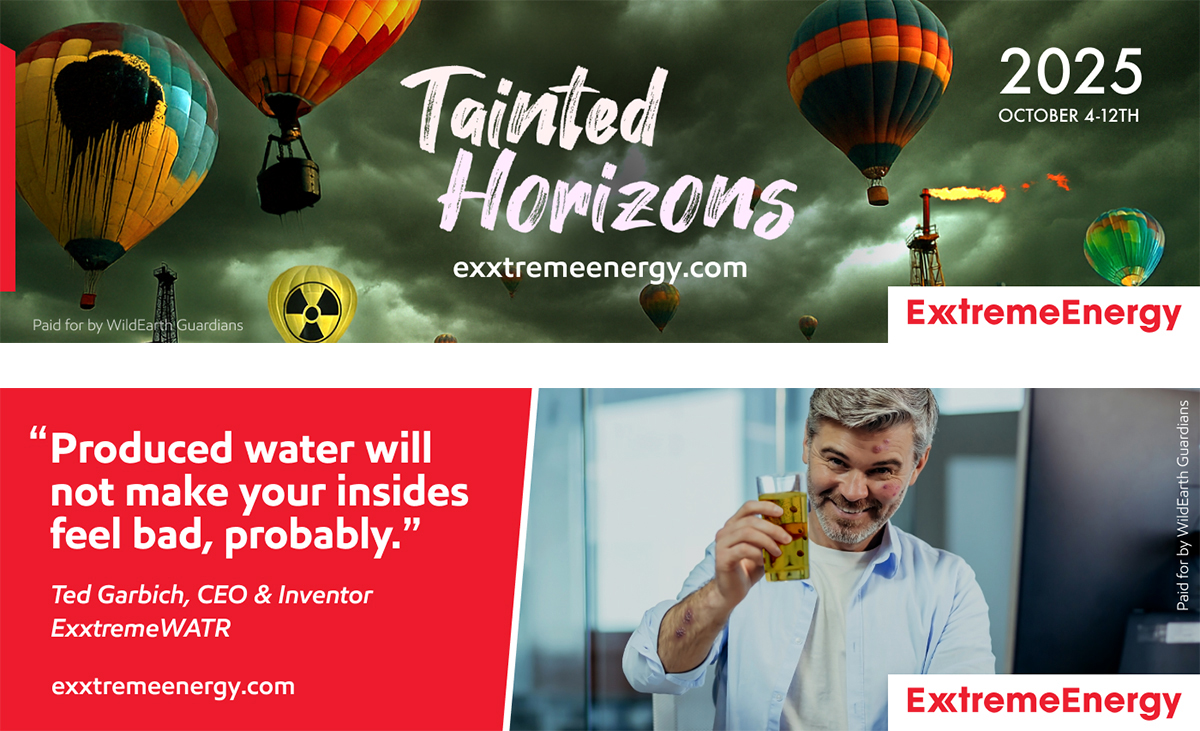 Billboards designs from The Yes Men's ExxtremeEnergy project, a honed spoof of ExxonMobil.