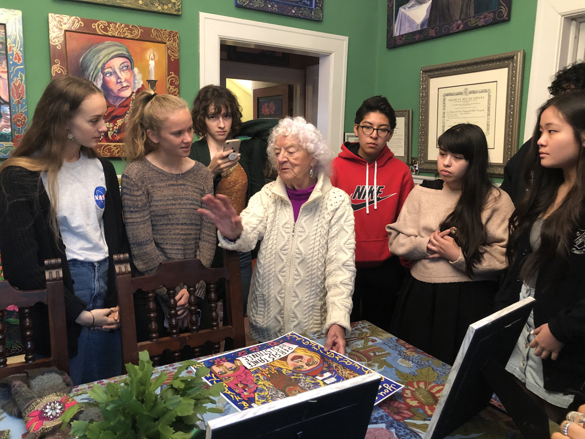 Pilar Pobil speaks with Salt Lake City youth in her colorful abode, which became an enclave for artists and art lovers.