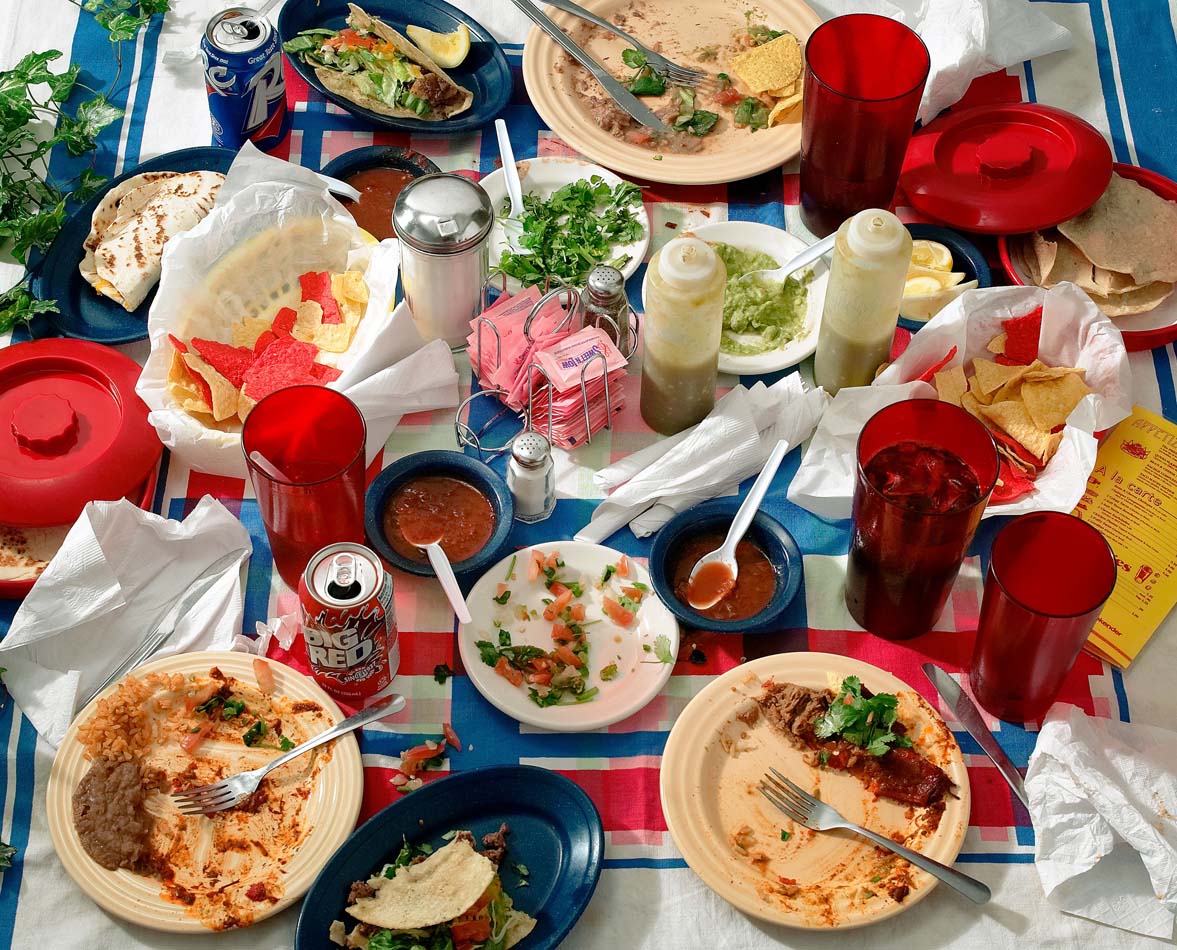Remains of a Tex-Mex dinner, photograph by Chuck Ramirez.