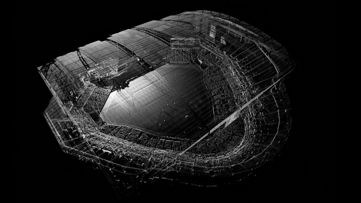 LiDAR scan of a baseball field in Phoenix, part of the new ScanLAB show at Desert Botanical Garden.