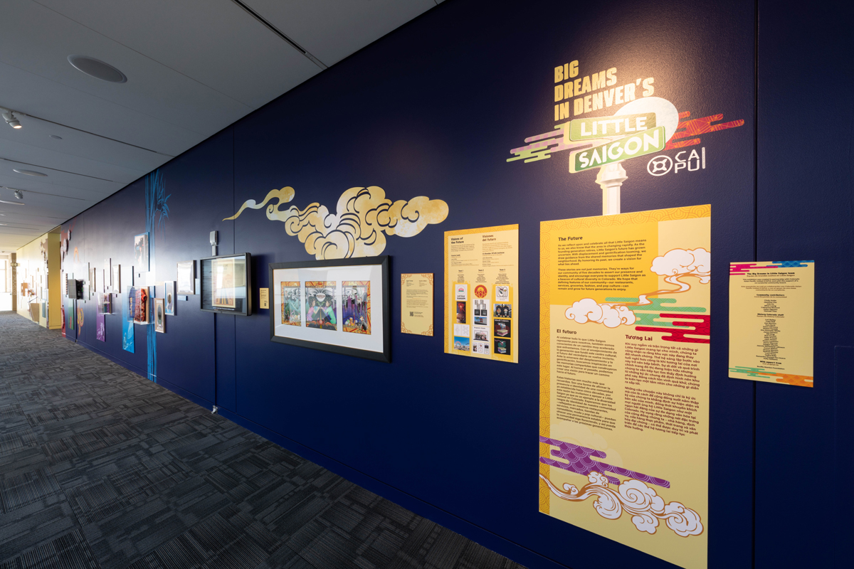 Installation view of Big Dreams in Denver's Little Saigon at History Colorado Center, which eliminated a painting by Madalyn Drewno before opening.