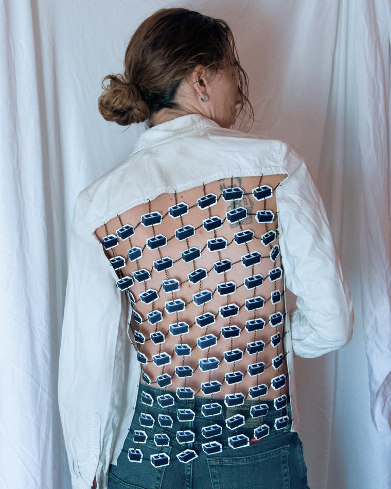 Sculptural shirt by Phoenix-based artists Summer Raine Young and Steph Dunlap.