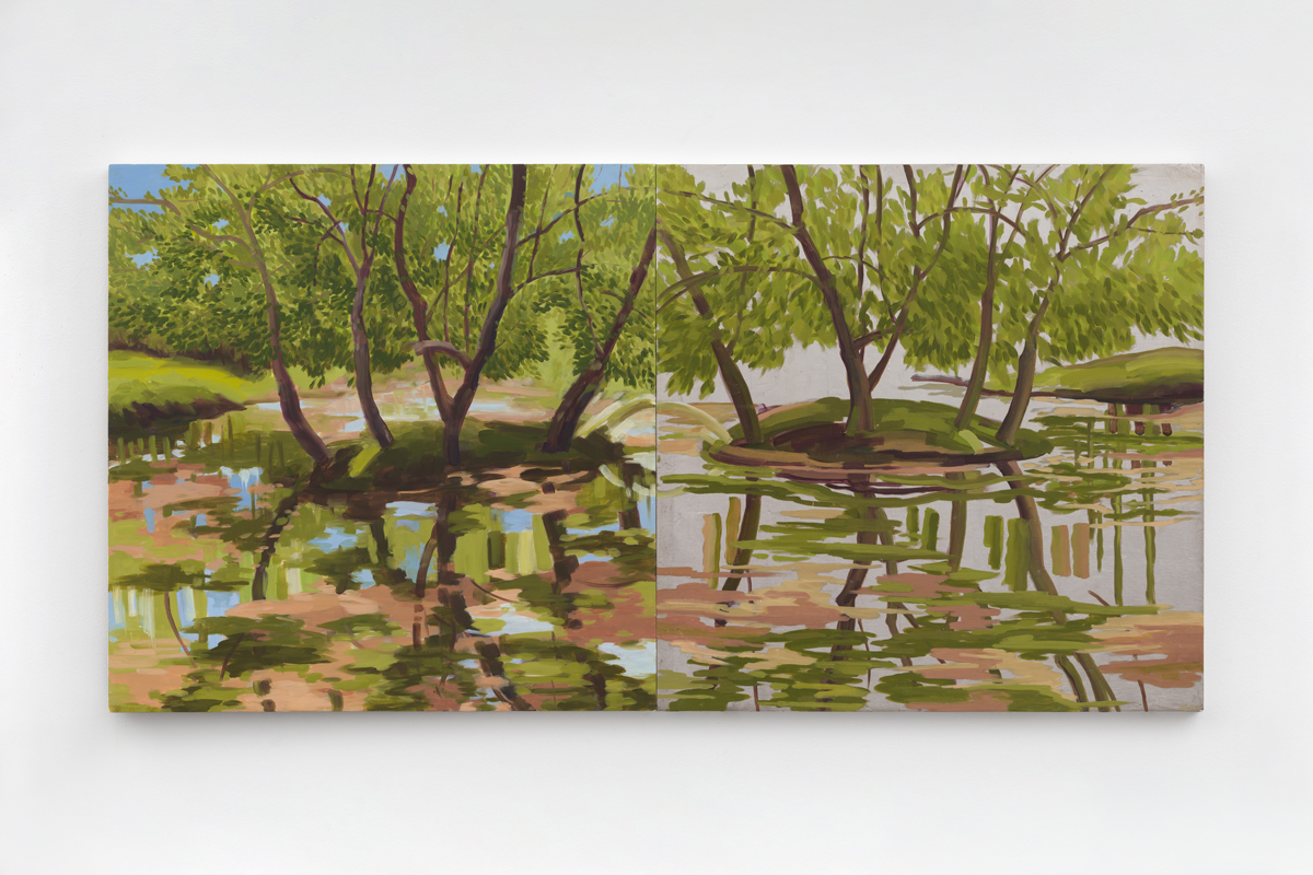 Painting of a river by Kay WalkingStick, on view at Heard Museum in Phoenix.