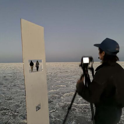 Experiments with a viewfinder made from scrap at the Bonneville Salt Flats,